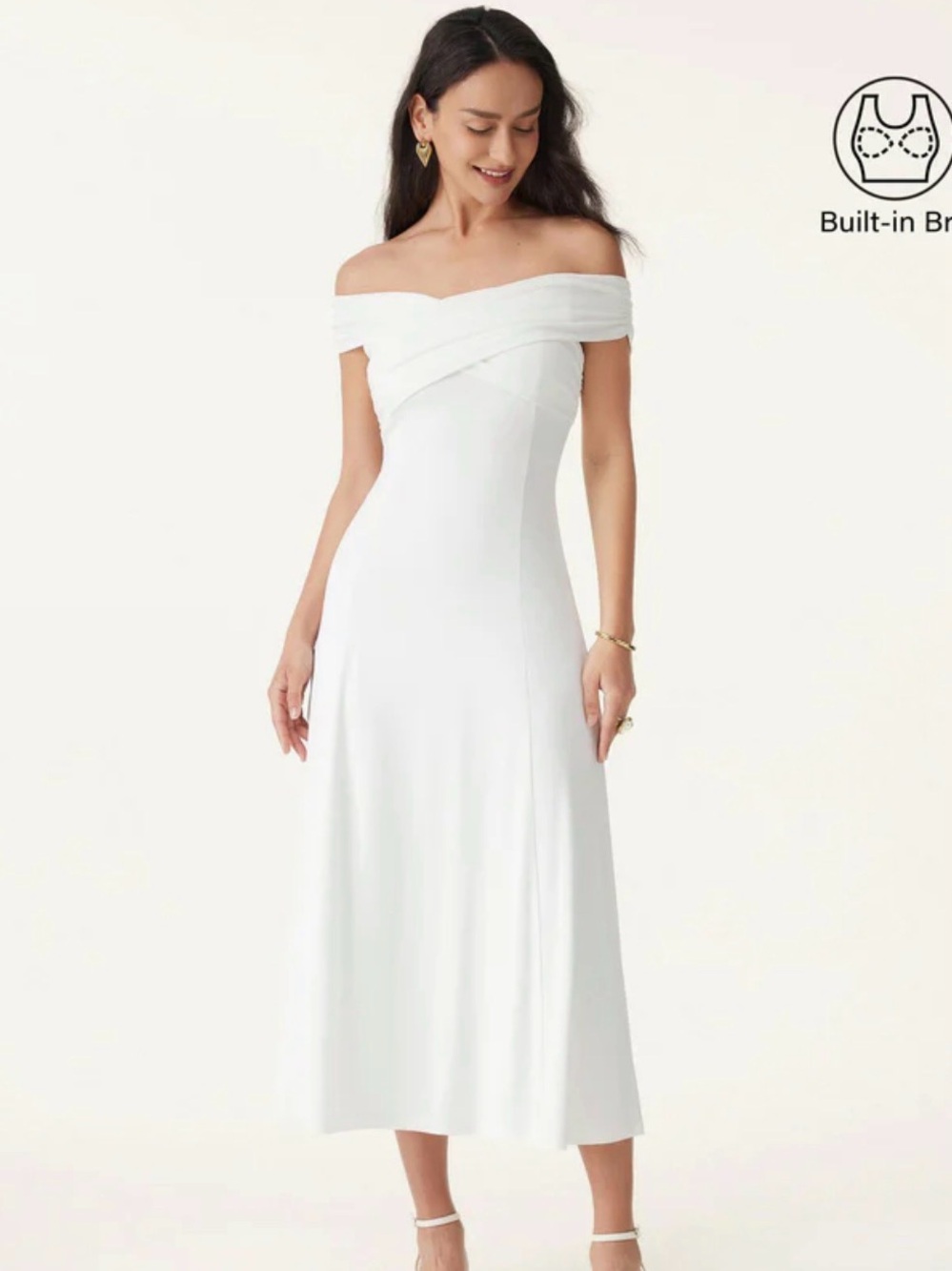 OGL White Twist-Front Midi Dress